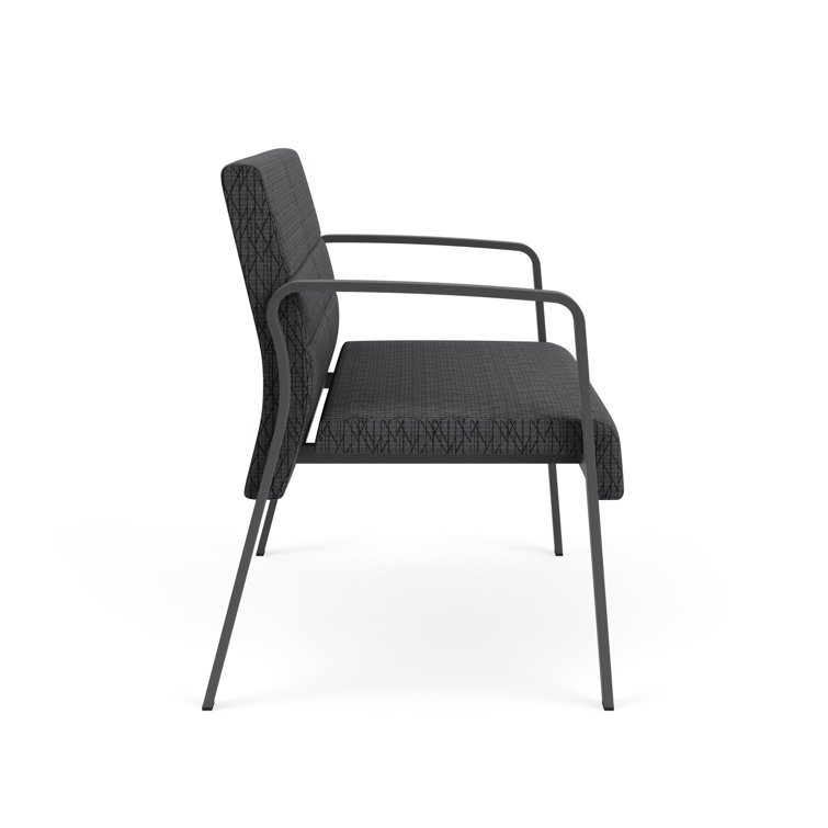 Navy and Charcoal Metal Frame Reception Loveseat