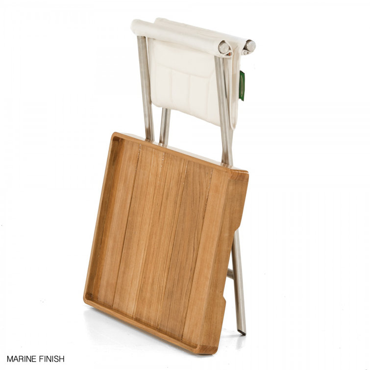 Square Teak and Metal Outdoor Folding Side Table