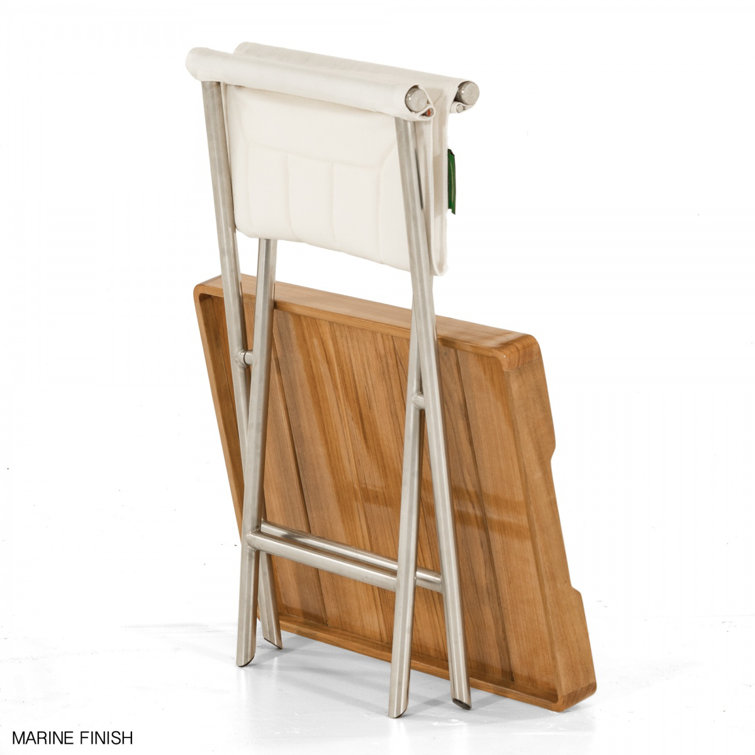 Square Teak and Metal Outdoor Folding Side Table