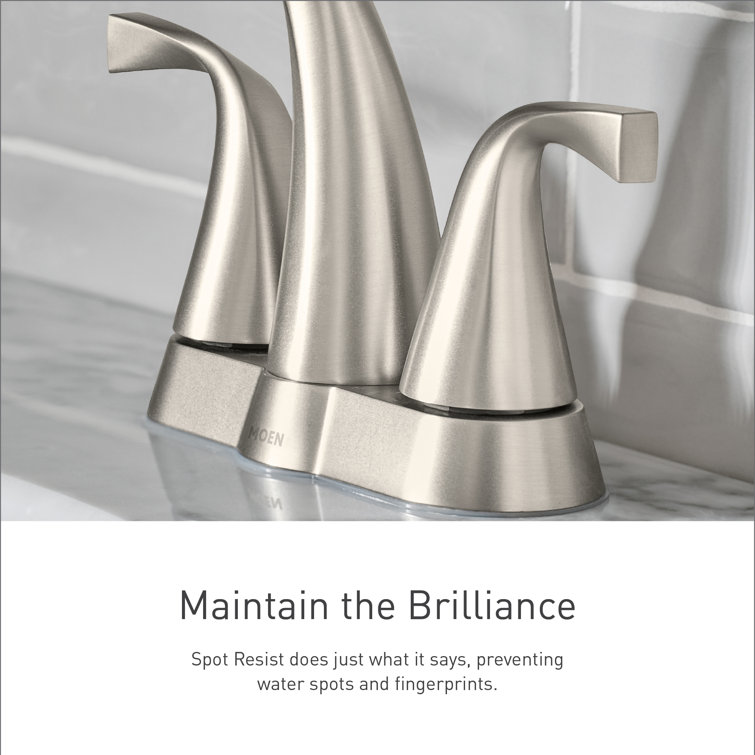 Brushed Nickel 4" Centerset Bathroom Faucet with Lever Handles