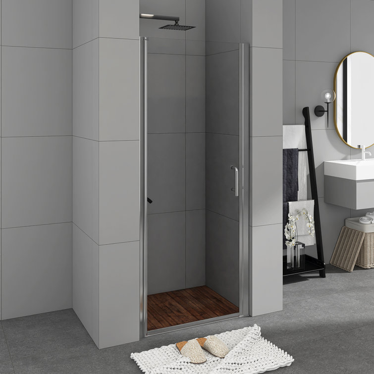 Chrome Semi-Frameless Pivot Shower Door with Clear Glass