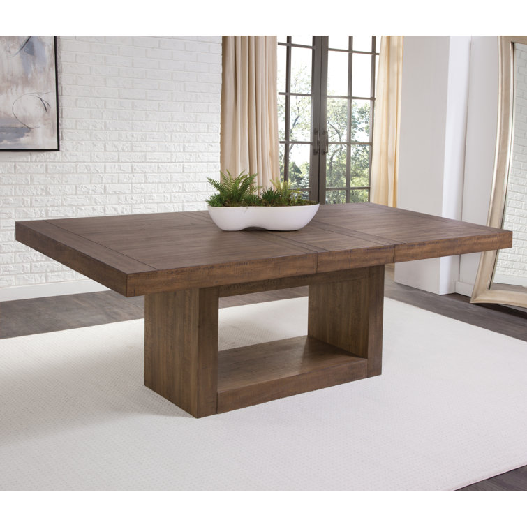 Caramel Wood 7-Piece Trestle Dining Set with Beige Upholstered Chairs