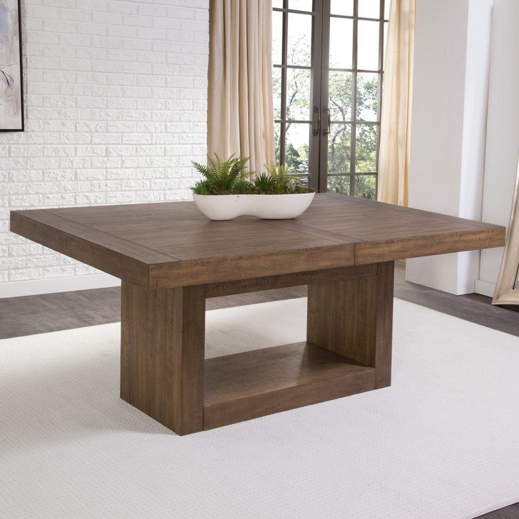 Caramel Wood 7-Piece Trestle Dining Set with Beige Upholstered Chairs