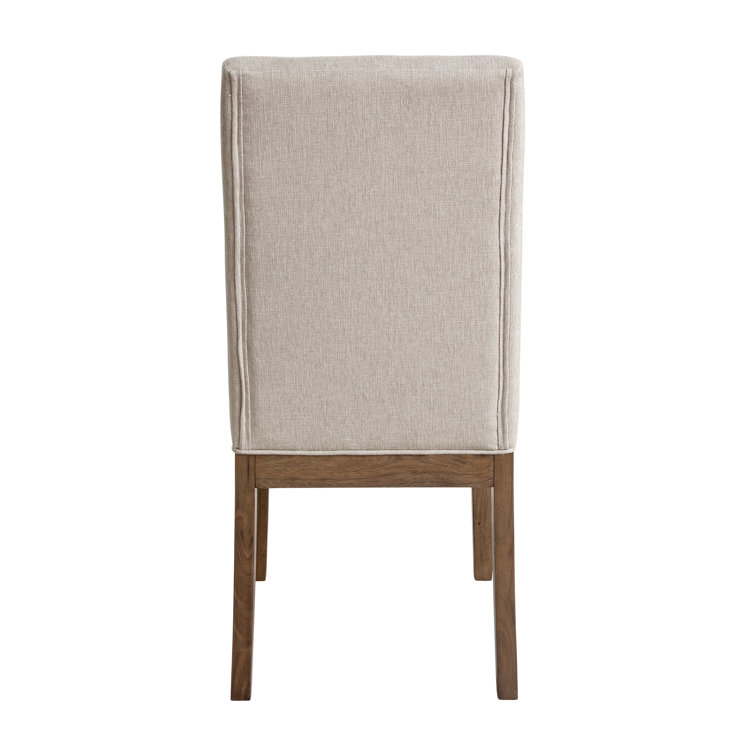 Dark Brown Upholstered Parsons Side Chair with Brass Accent