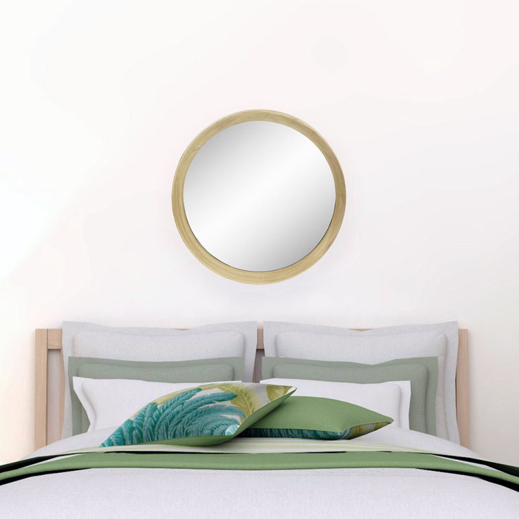 13" Round Gold Woodgrain Wall Mirror