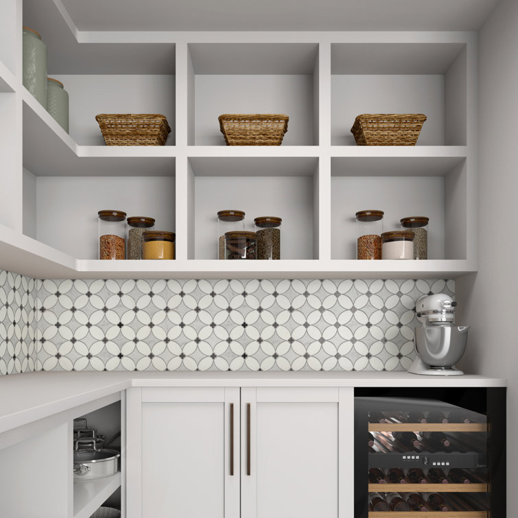 Carrara White and Black Stone Mosaic Wall Tile