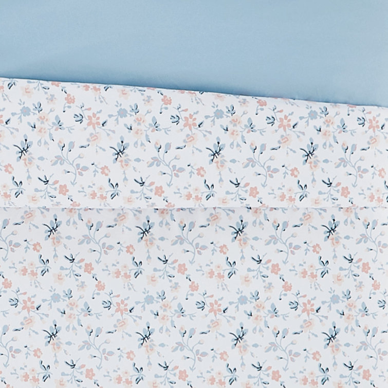 White Floral Print Full/Queen Duvet Cover Set