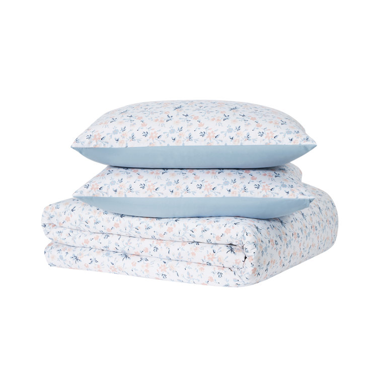 White Floral Print Full/Queen Duvet Cover Set