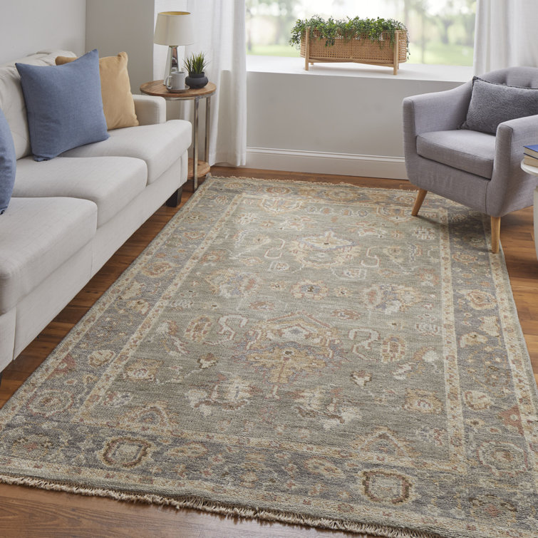 Carrington Gray and Gold Hand-Knotted Wool Area Rug