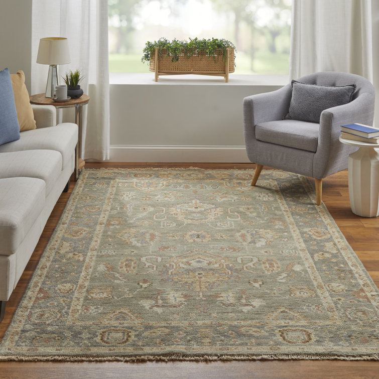 Carrington Gray and Gold Hand-Knotted Wool Area Rug