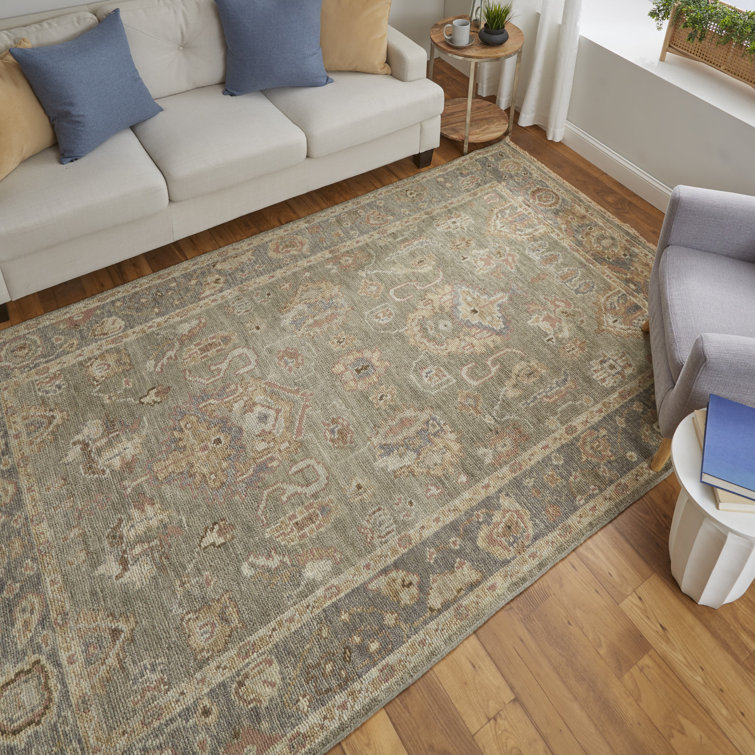 Carrington Gray and Gold Hand-Knotted Wool Area Rug