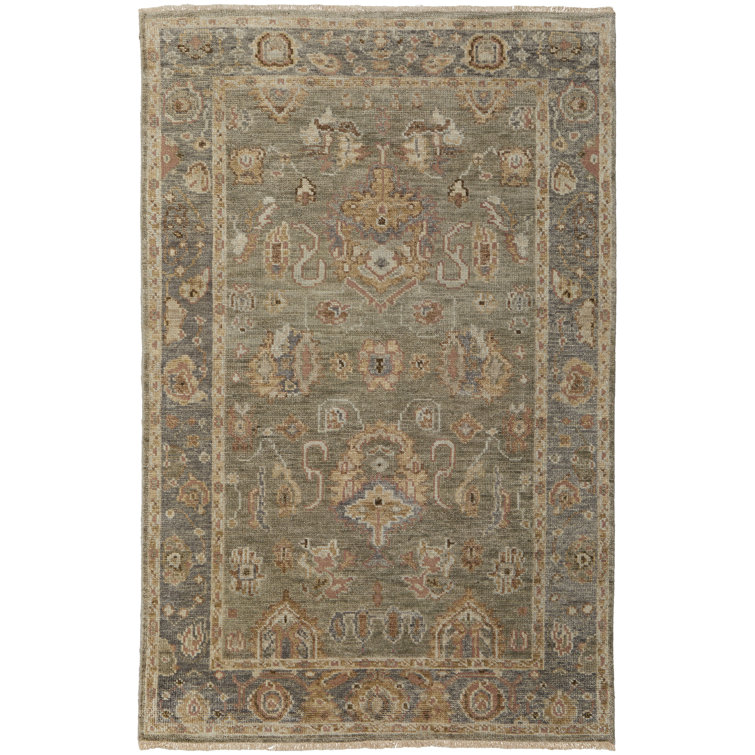 Carrington Gray and Gold Hand-Knotted Wool Area Rug