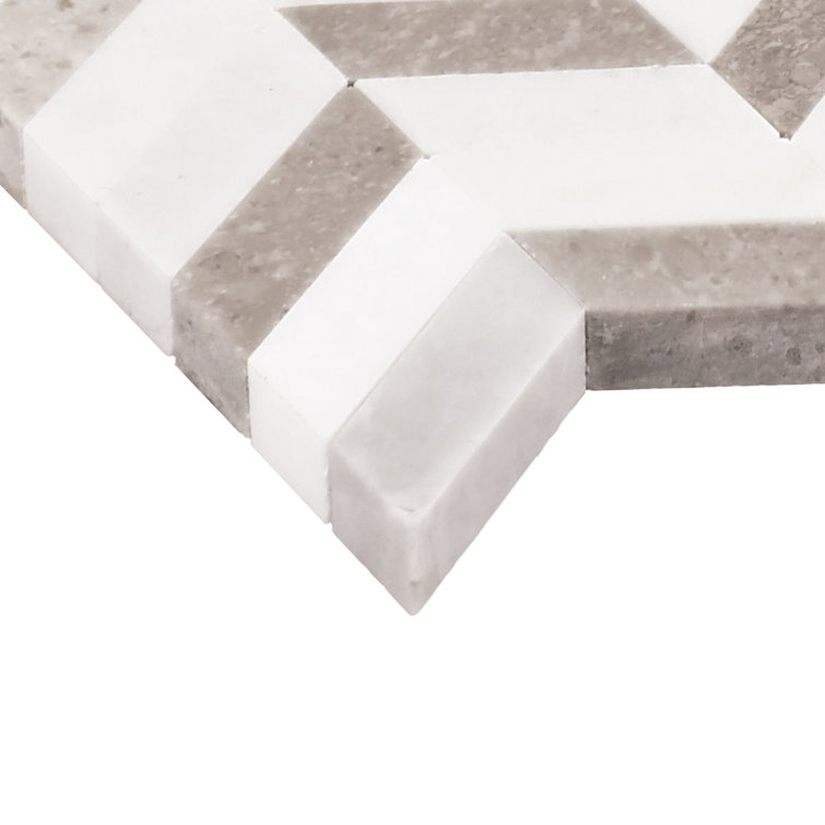 12" x 12" Gray and White Marble Chevron Mosaic Tile