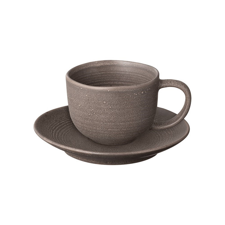 Espresso Ceramic Stoneware Coffee Cup with Saucer Set