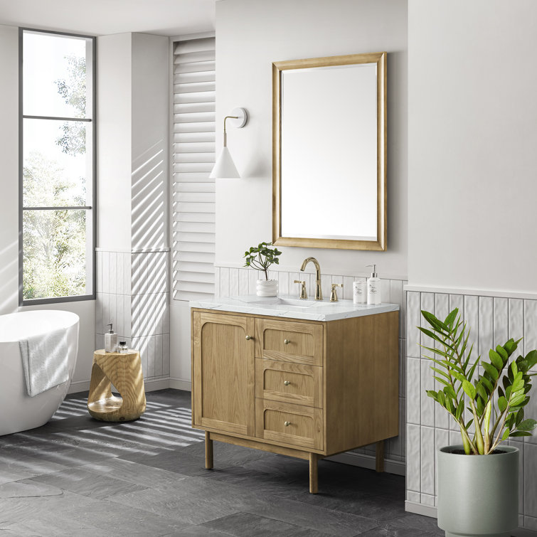 Laurent 36" Light Oak Single Vanity with Quartz Top