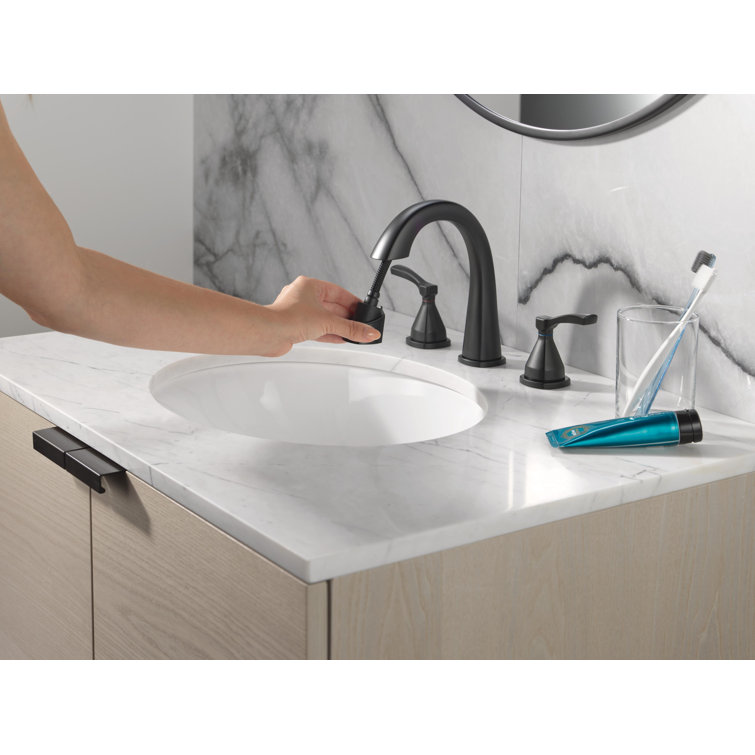 Matte Black Widespread Pull Down Bathroom Faucet with Dual Handles