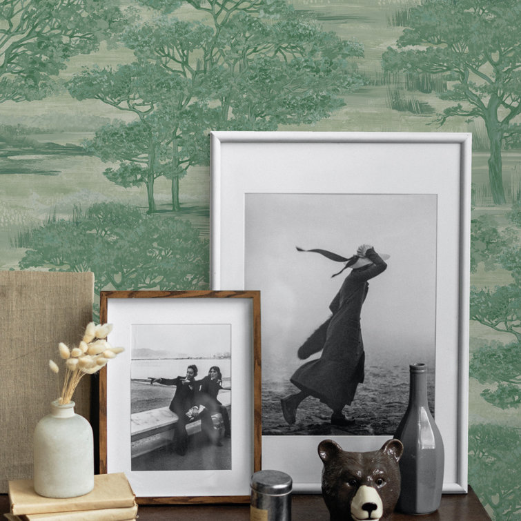 Evergreen Forest Toile Peel and Stick Vinyl Wallpaper Roll
