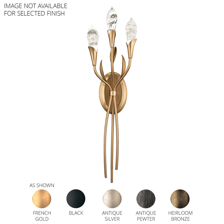 French Gold Crystal Dimmable 3-Light LED Sconce