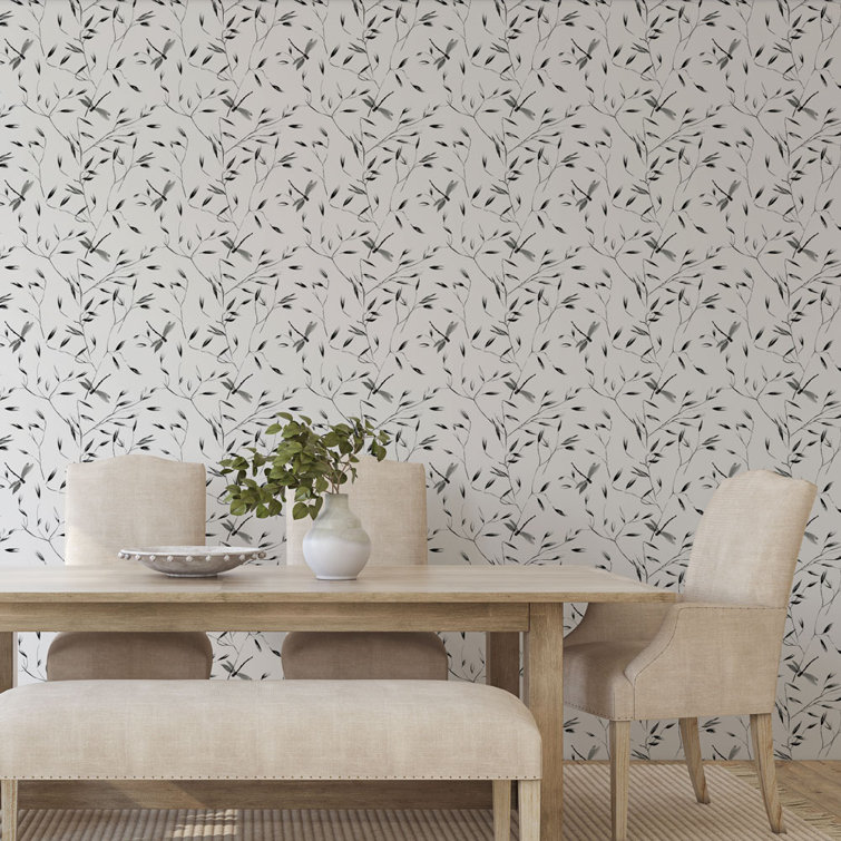 Black and White Dragonfly Print Peel and Stick Wallpaper