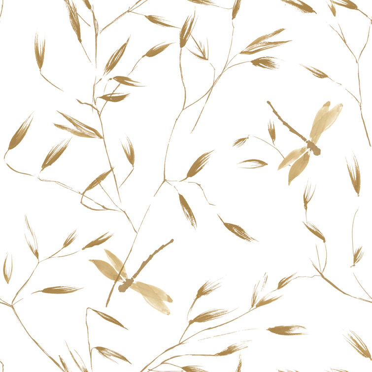 Golden Ochre Dragonfly Self-Adhesive Peel and Stick Wallpaper