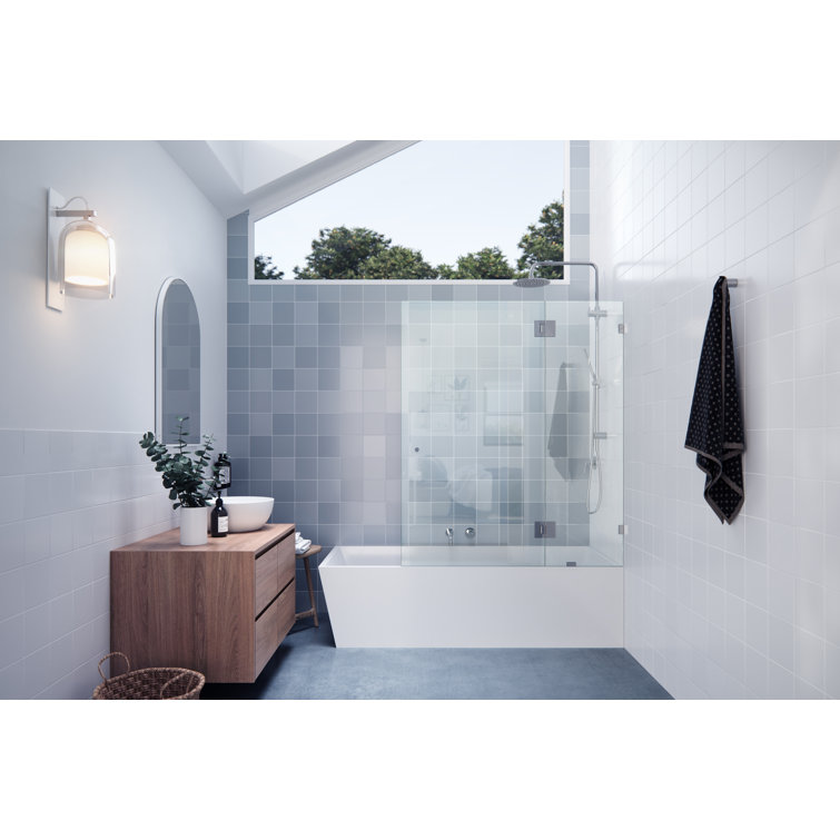 Halo 48.5" x 58.25" Frameless Glass Bathtub Door with Chrome Hinges
