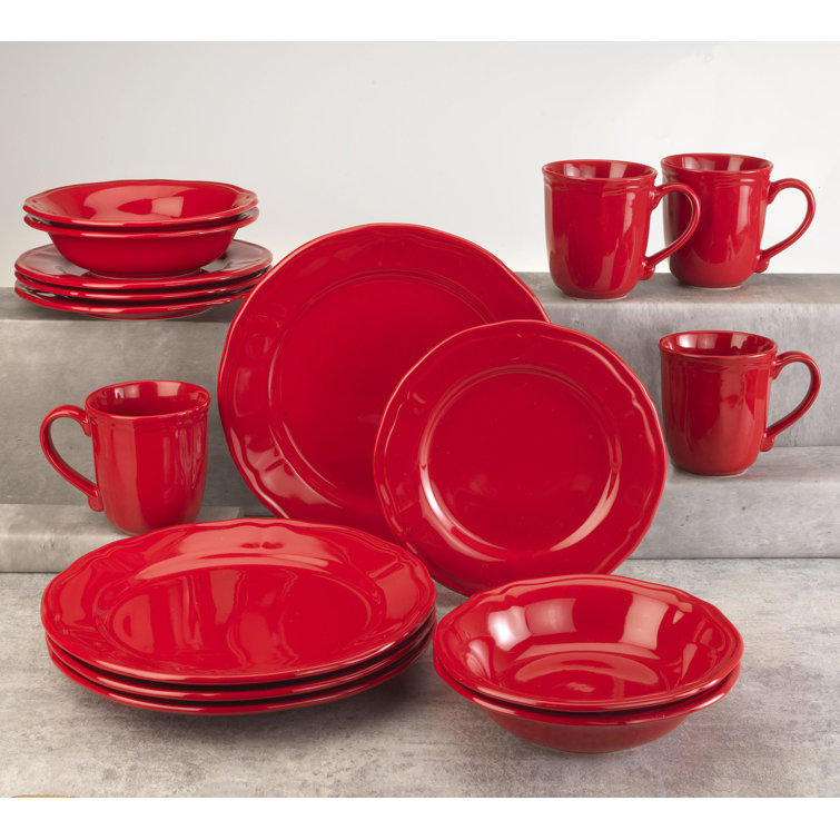 Tuscany Inspired Red Ceramic Dinnerware Set, Service for 4