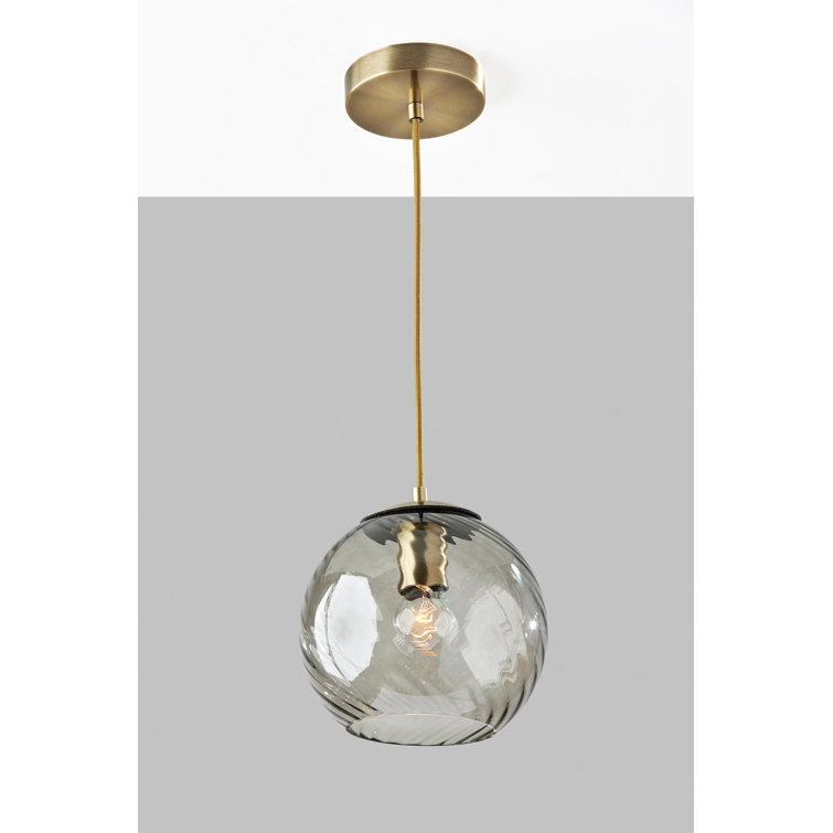 Antique Brass Single Globe Pendant with Smoked Glass Shade