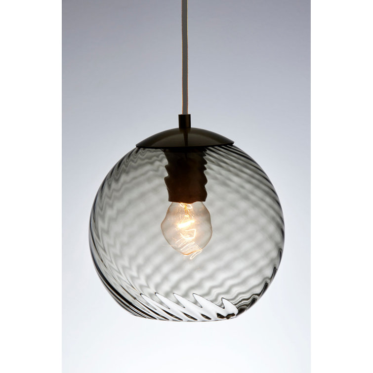 Antique Brass Single Globe Pendant with Smoked Glass Shade