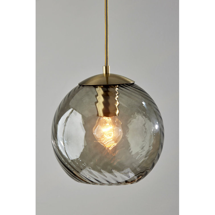 Antique Brass Single Globe Pendant with Smoked Glass Shade