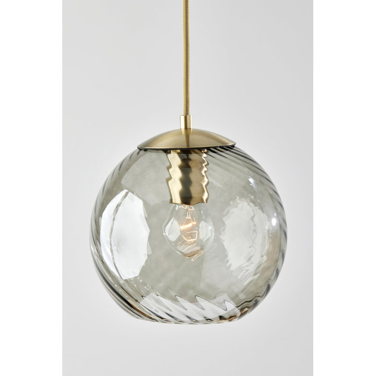 Antique Brass Single Globe Pendant with Smoked Glass Shade