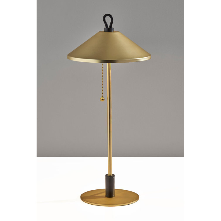 19.75" Black and Gold Metal Desk Lamp with Cone Shade