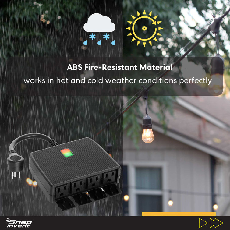 15-Amp Smart Outdoor Wi-Fi Plug Socket Waterproof Electrical Power Extension Cord Alexa Google Assistant