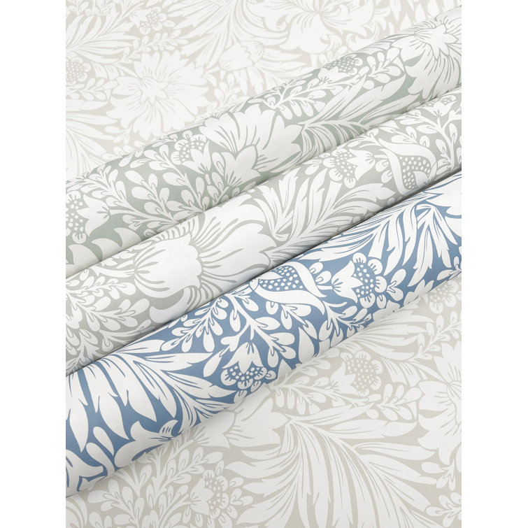 Mist Gray Floral Peel and Stick Vinyl Wallpaper