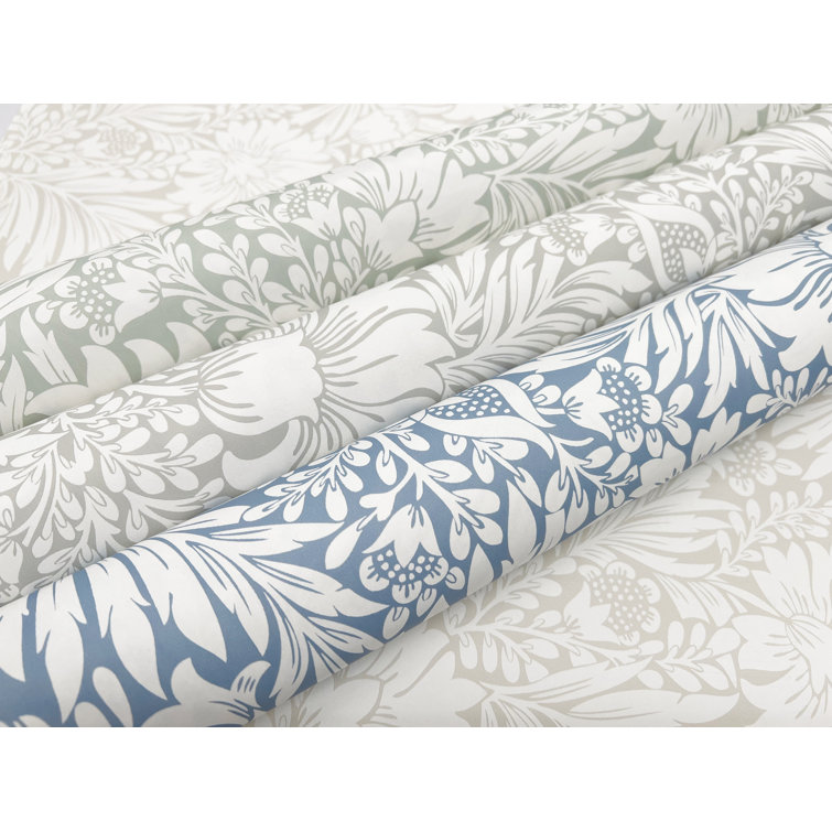 Mist Gray Floral Peel and Stick Vinyl Wallpaper
