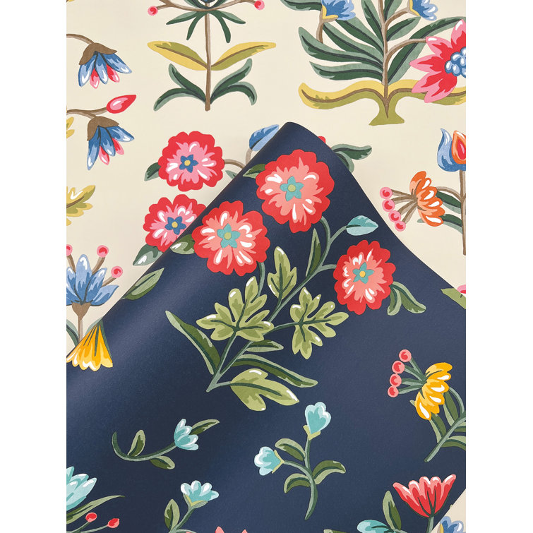 Taupe and Multi Floral Peel and Stick Wallpaper