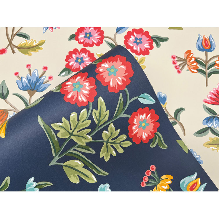 Taupe and Multi Floral Peel and Stick Wallpaper