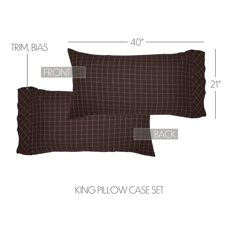Wyatt King Espresso Brown and White Cotton Pillowcase Set