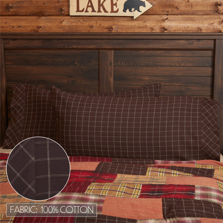 Wyatt King Espresso Brown and White Cotton Pillowcase Set