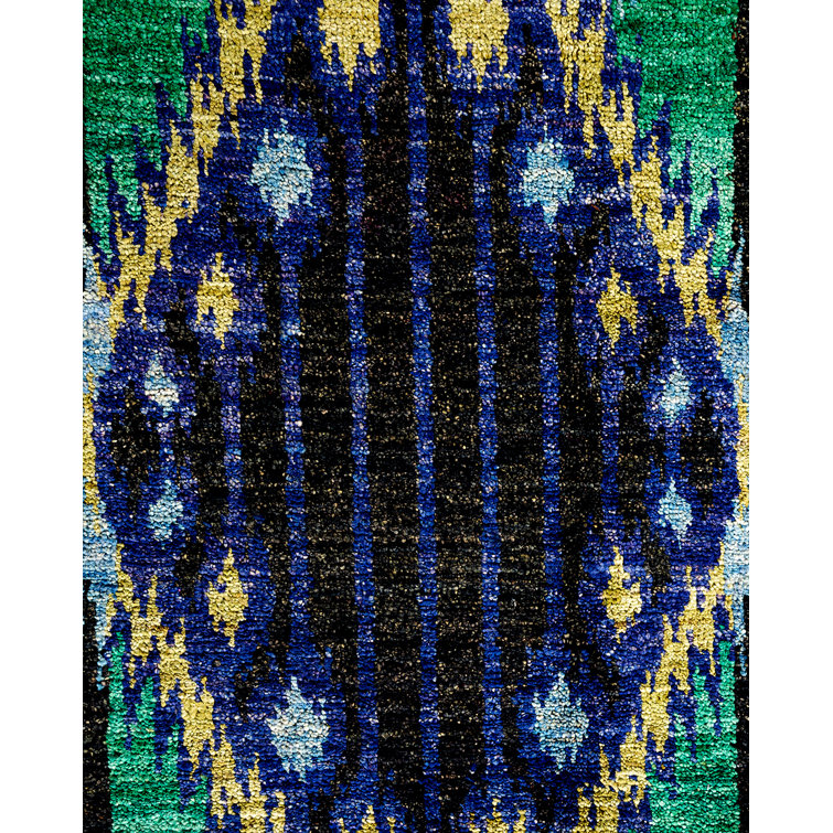 Handmade Black and Multicolor Wool Square Area Rug