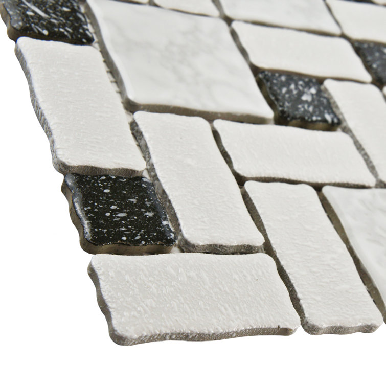 Academy 12" x 12" Black and White Porcelain Mosaic Tile