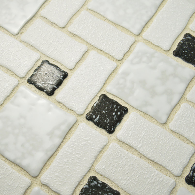 Academy 12" x 12" Black and White Porcelain Mosaic Tile