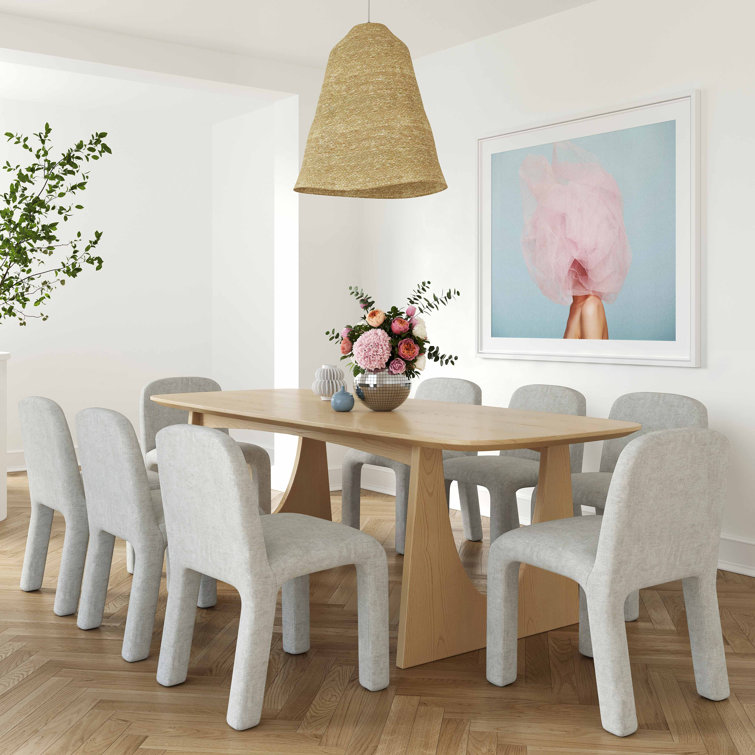 Georgia Light Grey Plush Fabric Armless Dining Chair