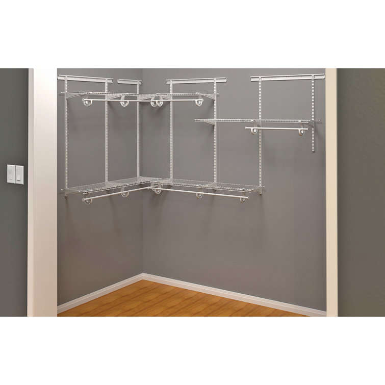 White Adjustable Steel Walk-In Closet System with Shelves