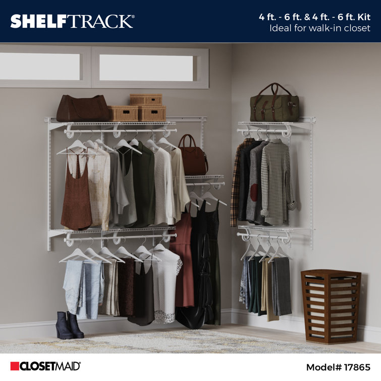 White Adjustable Steel Walk-In Closet System with Shelves
