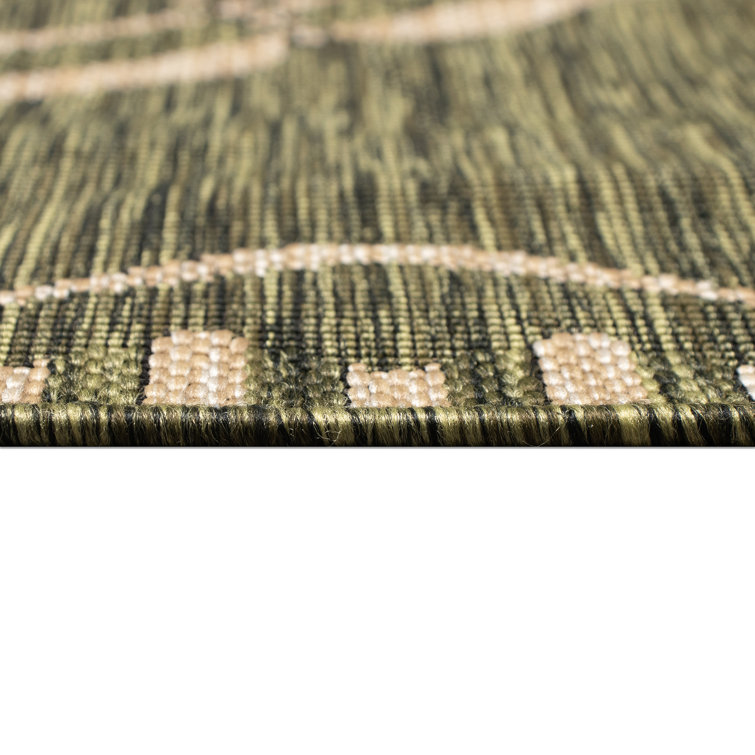 Carmel Dragonfly Green Rectangular Easy-Care Outdoor Rug