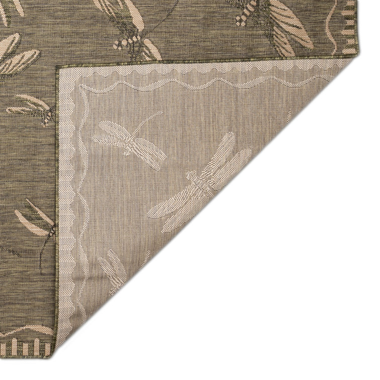 Carmel Dragonfly Green Rectangular Easy-Care Outdoor Rug