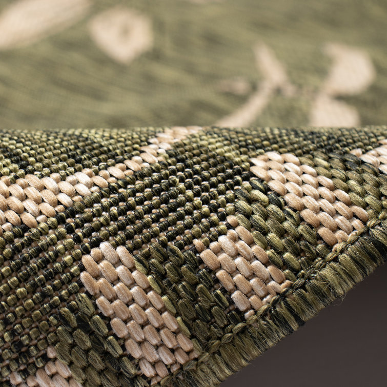 Carmel Dragonfly Green Rectangular Easy-Care Outdoor Rug