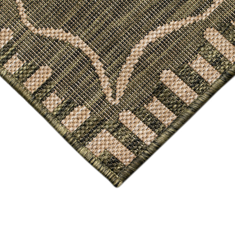 Carmel Dragonfly Green Rectangular Easy-Care Outdoor Rug