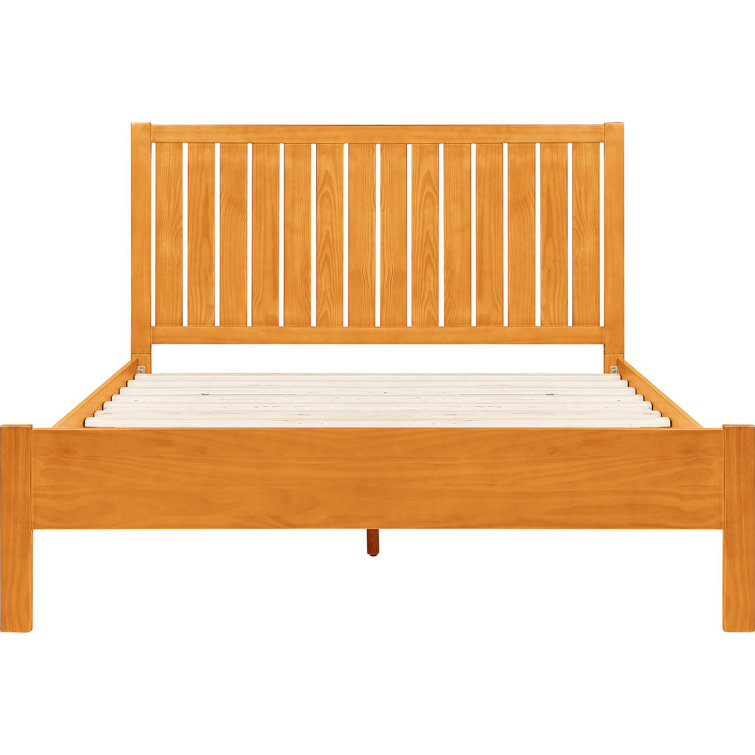 Graham Oak King Solid Pine Wood Platform Bed with Slatted Headboard