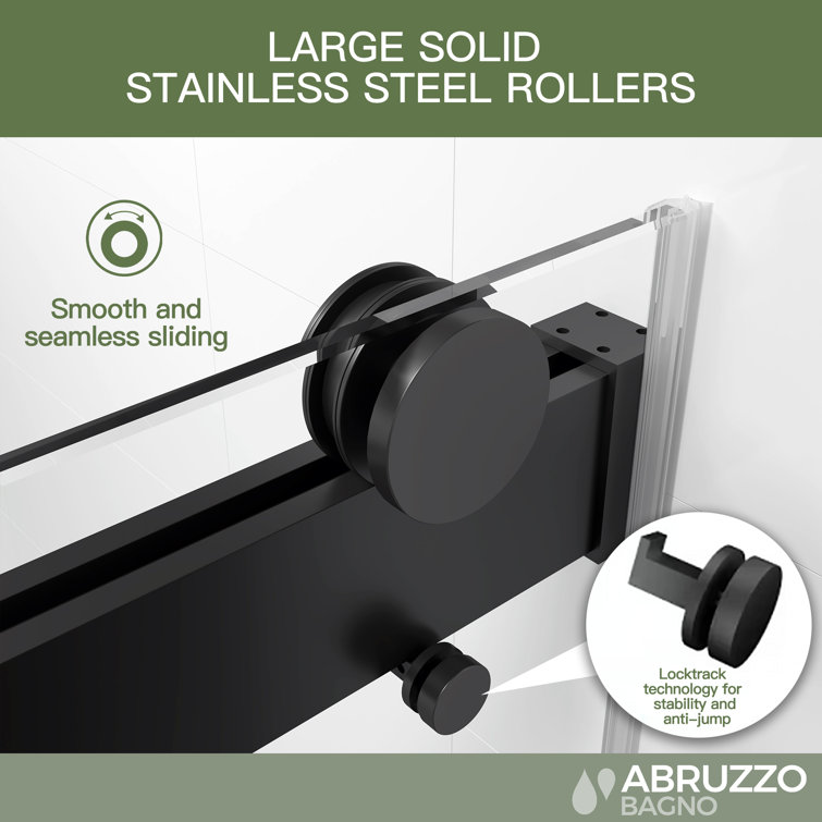 Matte Black 60" Frameless Sliding Shower Door with Tempered Glass